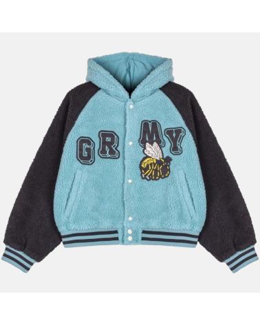 GRIMEY VARSITY STYLE BLUE HOODED JACKET AZUL