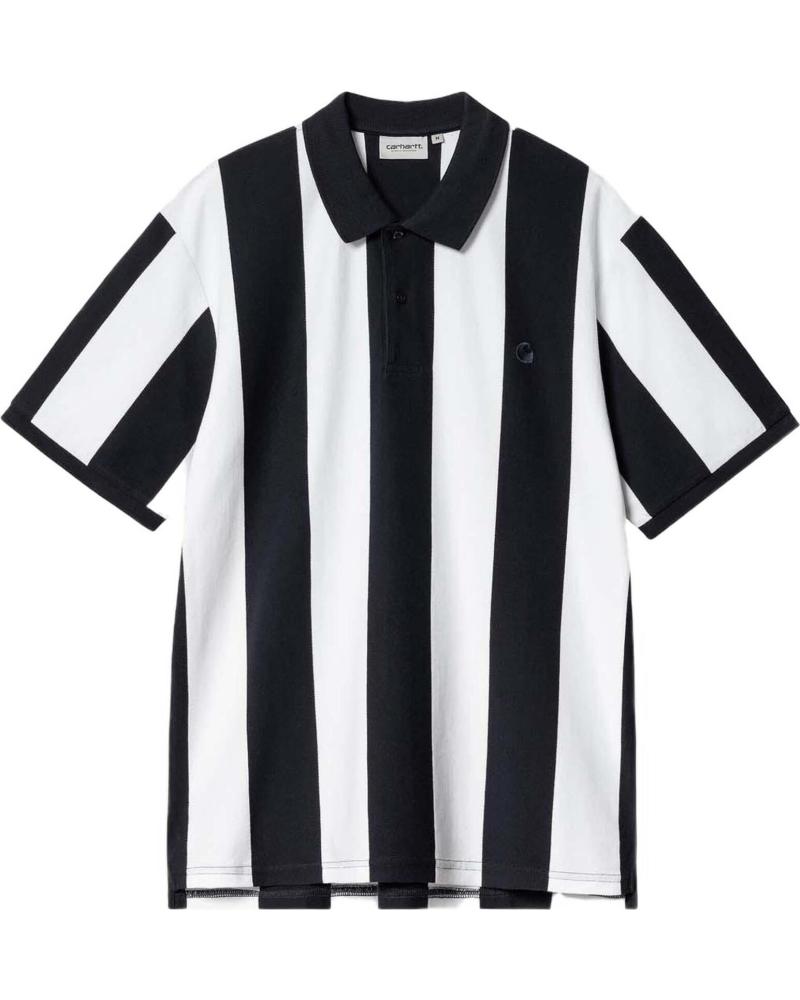 POLO CARHARTT WIP RAYURES BLANCHES ET NOIRES MANCHES COURTES AZUL