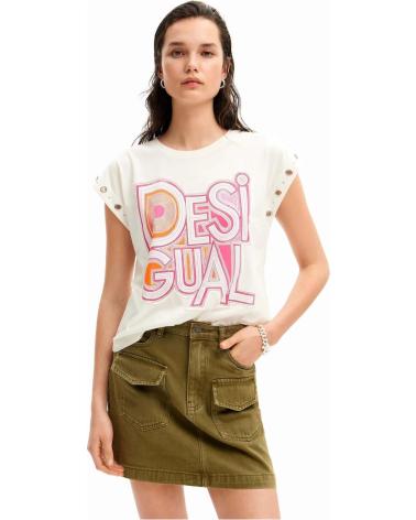 DESIGUAL GRAPHIC PRINT T-SHIRT FOR WOMEN - OFF-WHITE BLANCO
