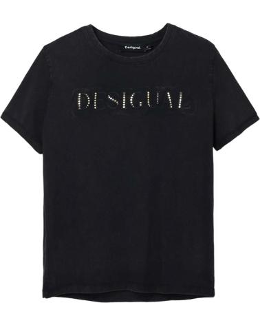 T-SHIRT NOIR DESIGUAL AVEC LOGO TEXTURÉ NEGRO