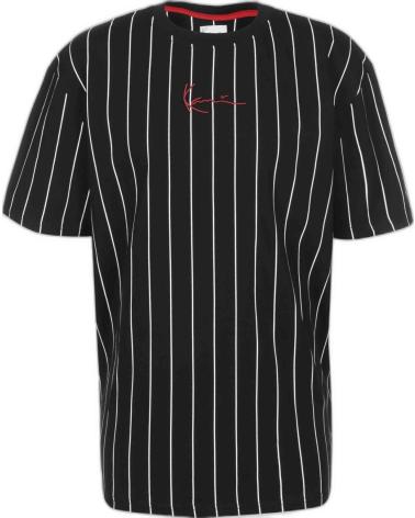 CAMISETA KARL KANI SMALL SIGNATURE PINSTRIPE NEGRA DE MANGA CORTA NEGRO