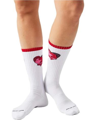 CALZINI JIMMY LION CON DESIGN CUORE E BORDO ROSSO BIANCO BLANCO