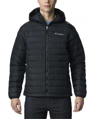 CHAQUETA DE PLUMA COLUMBIA NEGRA CON CAPUCHA NEGRO