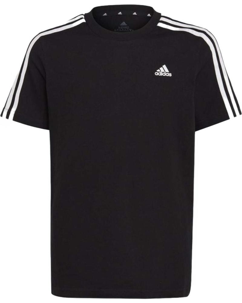T-SHIRT MANGA CURTA ADIDAS PRETA COM 3 LISTRAS NEGRO