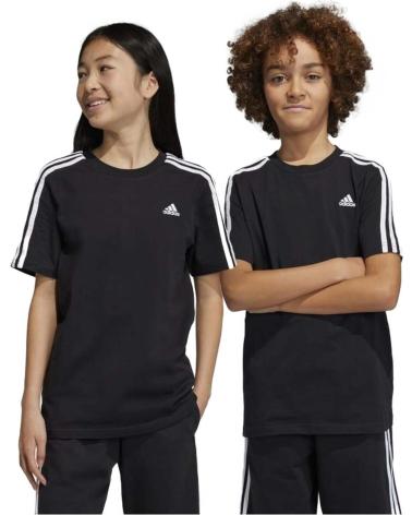 T-SHIRT MANGA CURTA ADIDAS PRETA COM 3 LISTRAS NEGRO