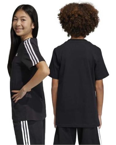 T-SHIRT MANGA CURTA ADIDAS PRETA COM 3 LISTRAS NEGRO