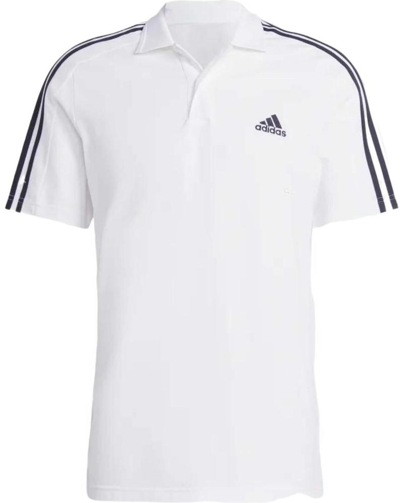 POLO ADIDAS ESSENCIAIS 3 RISCAS BRANCO PARA HOMEM BLANCO