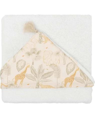 ACCAPPATOIO BAMBINO COIMASA INICIO BEIGE CON CAPPUCCIO E STAMPA ANIMALE BEIGE