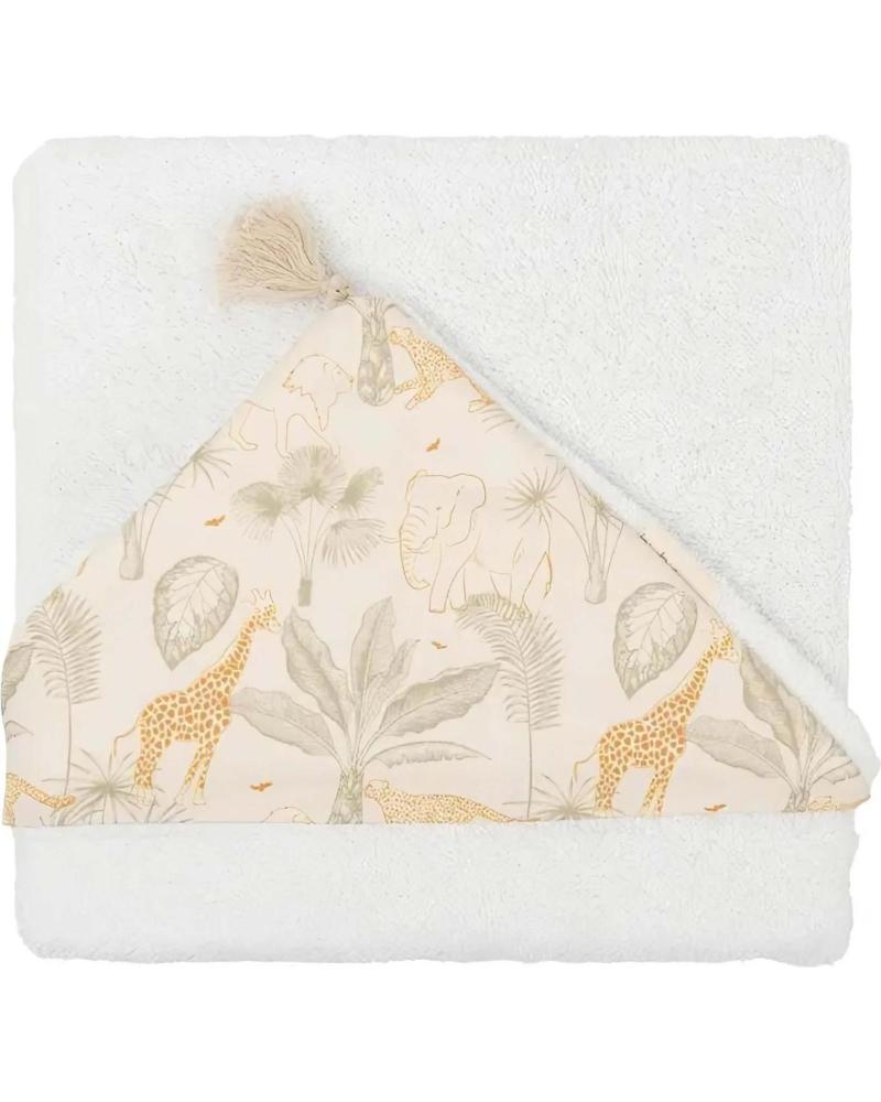 ACCAPPATOIO BAMBINO COIMASA INICIO BEIGE CON CAPPUCCIO E STAMPA ANIMALE BEIGE