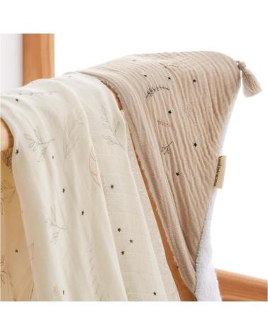COIMASA MULTI-PURPOSE BABY BLANKET - 'AT HOME' PRINT BEIGE BEIGE