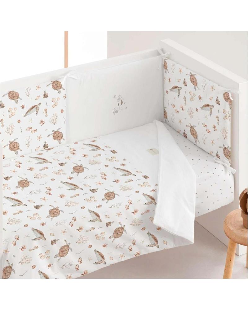 COIMASA BABY CRIB BEDDING SET - MARINE PRINT BEIGE BEIGE