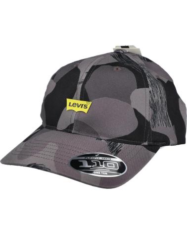 BONÉ DE BEISEBOL LEVIS CAMUFLADO CINZA COM LOGOTIPO AMARELO PARA HOMEM GRIS