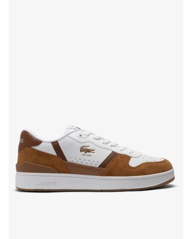LACOSTE T-CLIP SET WHITE AND BROWN SNEAKERS BLANCO