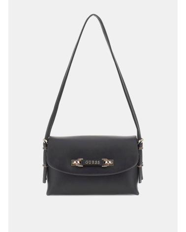 GUESS LEFIA FLAP SHOULDER BAG BLACK NEGRO