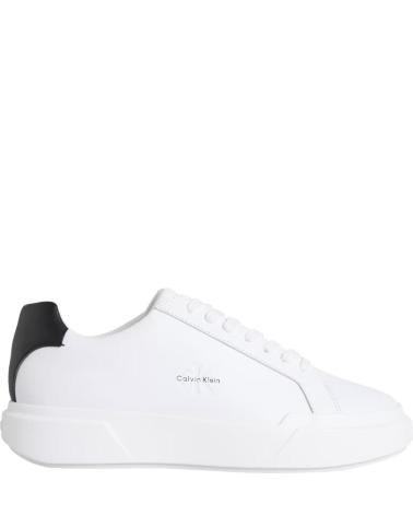BASKETS CALVIN KLEIN CHUNKY CUPSOLE LACE-UP EN CUIR BLANC BLANCO