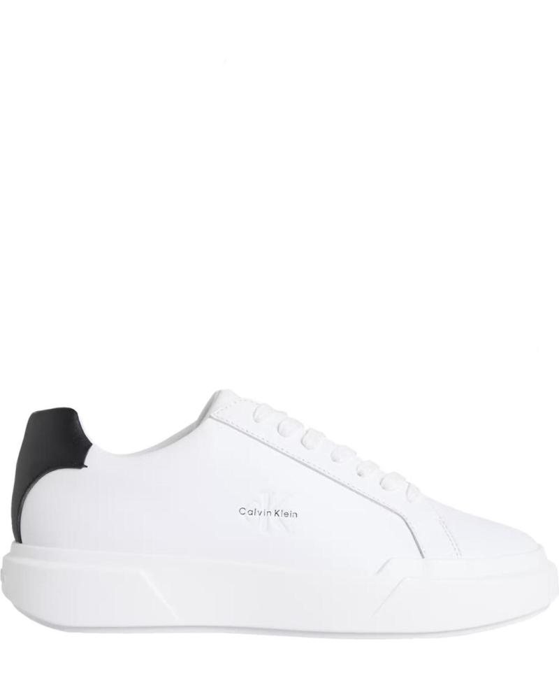 BASKETS CALVIN KLEIN CHUNKY CUPSOLE LACE-UP EN CUIR BLANC BLANCO
