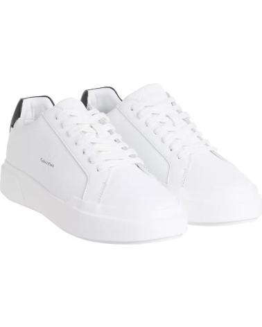 BASKETS CALVIN KLEIN CHUNKY CUPSOLE LACE-UP EN CUIR BLANC BLANCO