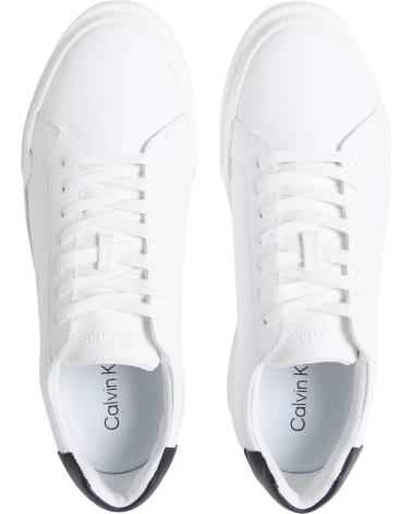 BASKETS CALVIN KLEIN CHUNKY CUPSOLE LACE-UP EN CUIR BLANC BLANCO