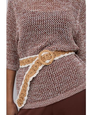 CEINTURE YERSE 42933105 EN RAPHIA AVEC DÉTAILS MACRAMÉ, COULEUR BEIGE BEIGE