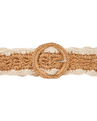 CEINTURE YERSE 42933105 EN RAPHIA AVEC DÉTAILS MACRAMÉ, COULEUR BEIGE BEIGE