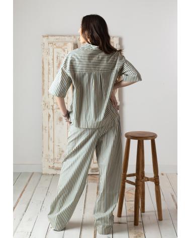 YERSE - 42839217 - PANTALONES CON BOLSILLOS DE POPELIN 100 ALGODON VERDE