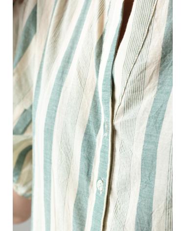 YERSE LONG COTTON DRESS WITH MAO COLLAR AND POCKETS - REF. 42822217, GREEN VERDE