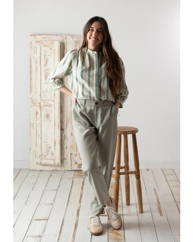 YERSE STRAIGHT TROUSERS WITH ZIP AND BUTTONS - REF. 42816017, GREEN VERDE