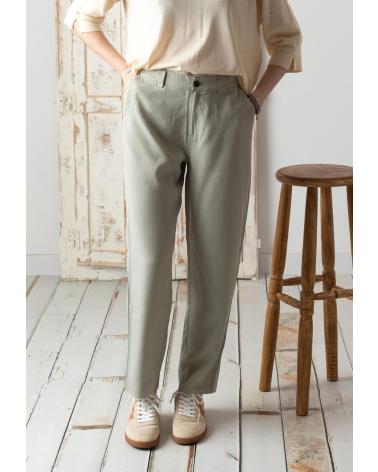YERSE STRAIGHT TROUSERS WITH ZIP AND BUTTONS - REF. 42816017, GREEN VERDE