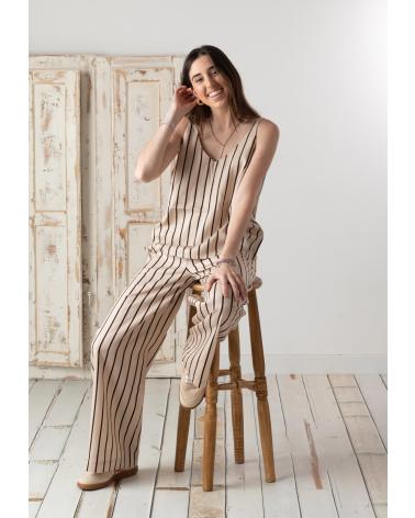 YERSE V-NECK STRAPPY TOP IN ECRU - MODEL 42812103 CRUDO