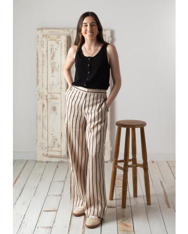 YERSE WIDE-LEG TROUSERS WITH POCKETS IN ECRU - MODEL 42811103 CRUDO