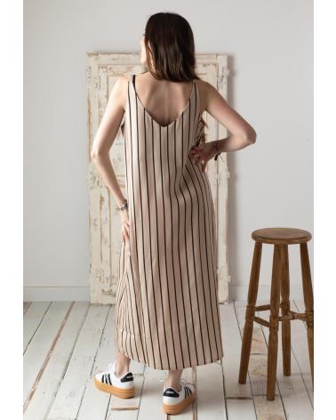 YERSE 42809103 LONG ECRU DRESS WITH CHEST LINING CRUDO