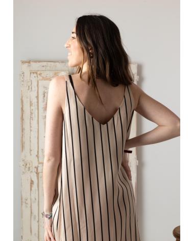 YERSE 42809103 LONG ECRU DRESS WITH CHEST LINING CRUDO
