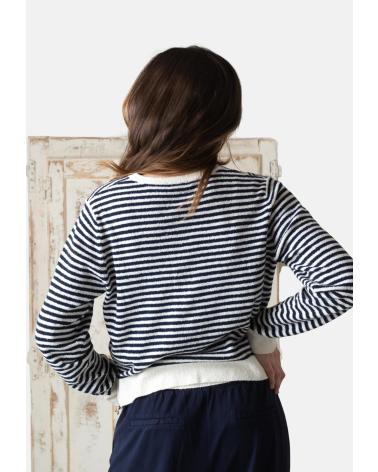 YERSE 42535255 STRIPED CARDIGAN IN BLUE AZUL