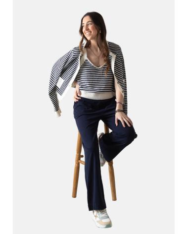 YERSE 42535255 STRIPED CARDIGAN IN BLUE AZUL