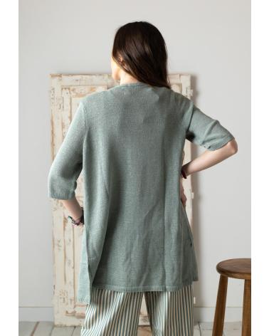 Startseite-YERSE---42524018---CARDIGAN-LARGO-DE-PUNTO-MEZCLA-DE-ALGODON-Y-LIN-VERDE