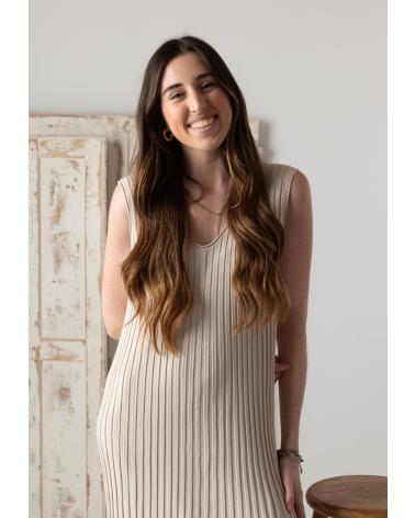 YERSE VESTIDO LARGO DE TIRANTES EVASÉ BEIGE - MODELO 42517005 BEIGE