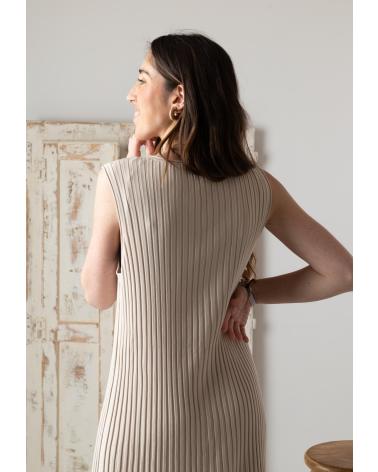 YERSE VESTIDO LARGO DE TIRANTES EVASÉ BEIGE - MODELO 42517005 BEIGE