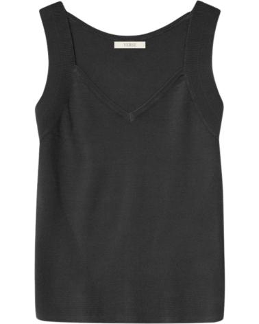 YERSE TOP NEGRO DE TIRANTES ANCHOS CON ESCOTE PICO - MODELO 42516037 NEGRO