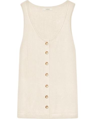YERSE - 42510003 - TOP CON BOTONES Y ESCOTE REDONDO - MUJER BEIGE