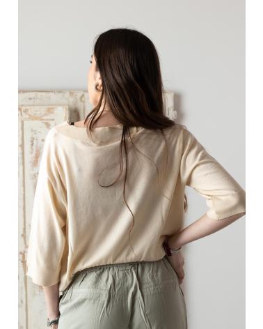 YERSE CAMISOLA MANGA CURTA DECOTE EM V BRANCO | MODELO 42509003 BLANCO