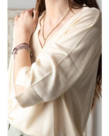 YERSE CAMISOLA MANGA CURTA DECOTE EM V BRANCO | MODELO 42509003 BLANCO