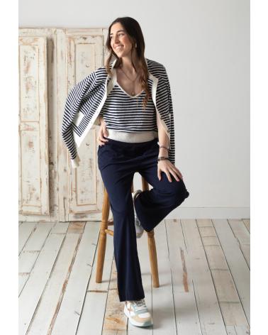 YERSE PANTALONES DE PUNTO DE ALGODÓN YERSE 42222055 PARA MUJER AZUL