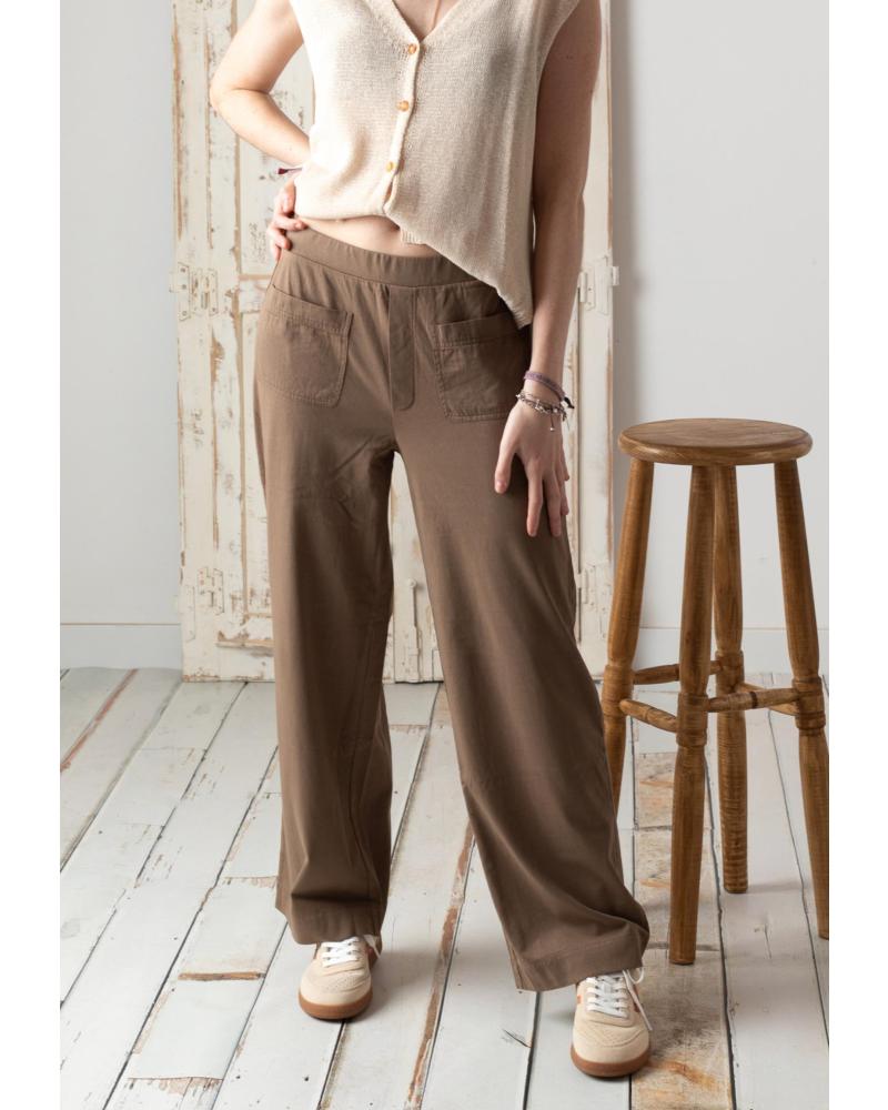 PANTALONES YERSE 42222025 DE PUNTO DE ALGODÓN EN VERDE VERDE