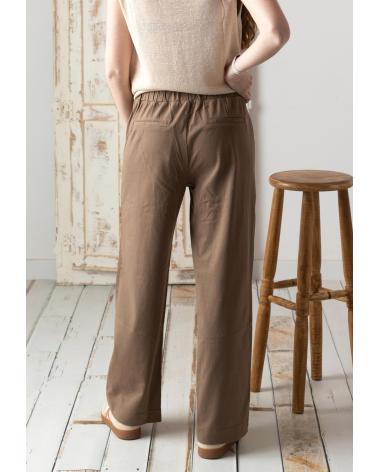 PANTALONES YERSE 42222025 DE PUNTO DE ALGODÓN EN VERDE VERDE