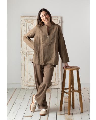 PANTALONES YERSE 42222025 DE PUNTO DE ALGODÓN EN VERDE VERDE