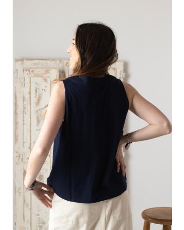 YERSE - 42220055 - CHALECO DE PUNTO DE ALGODON - MUJER AZUL