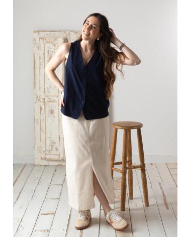 YERSE - 42220055 - CHALECO DE PUNTO DE ALGODON - MUJER AZUL