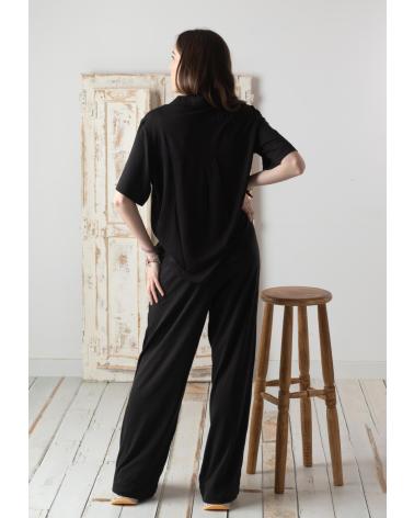 YERSE PANTALONES FLUIDOS DE PUNTO CON CINTURA ELÁSTICA NEGRO - REF. 42111037 NEGRO