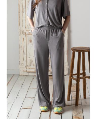 PANTALONES FLUIDOS DE PUNTO YERSE CON CINTURA ELÁSTICA - GRIS 42111007 GRIS