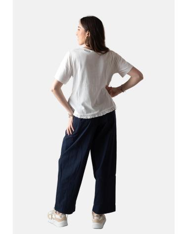 YERSE WHITE SHORT-SLEEVED T-SHIRT WITH FRONT GATHERS | MODEL 42036001 BLANCO